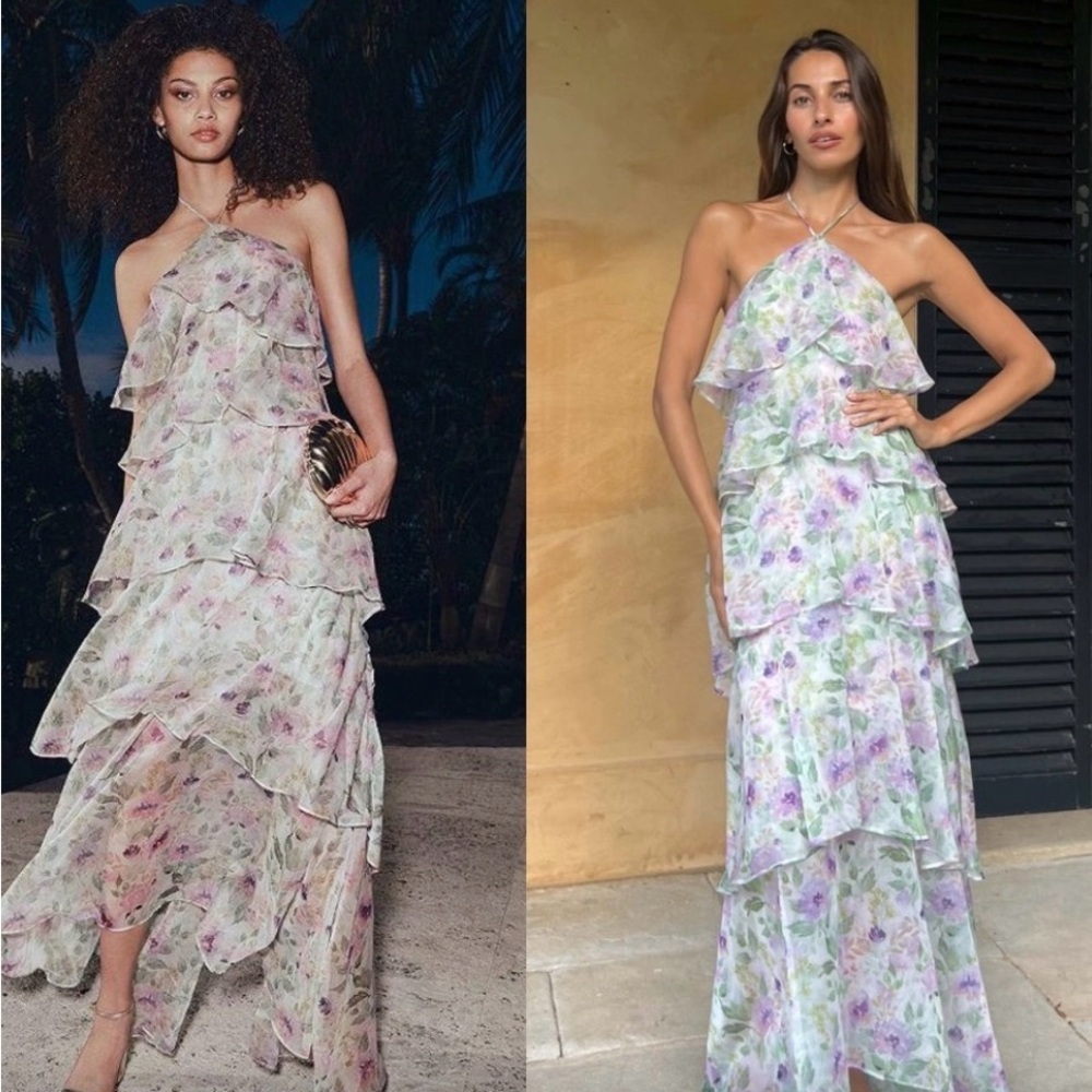 Elliatt Floral Maxi Dress in Purple and Green